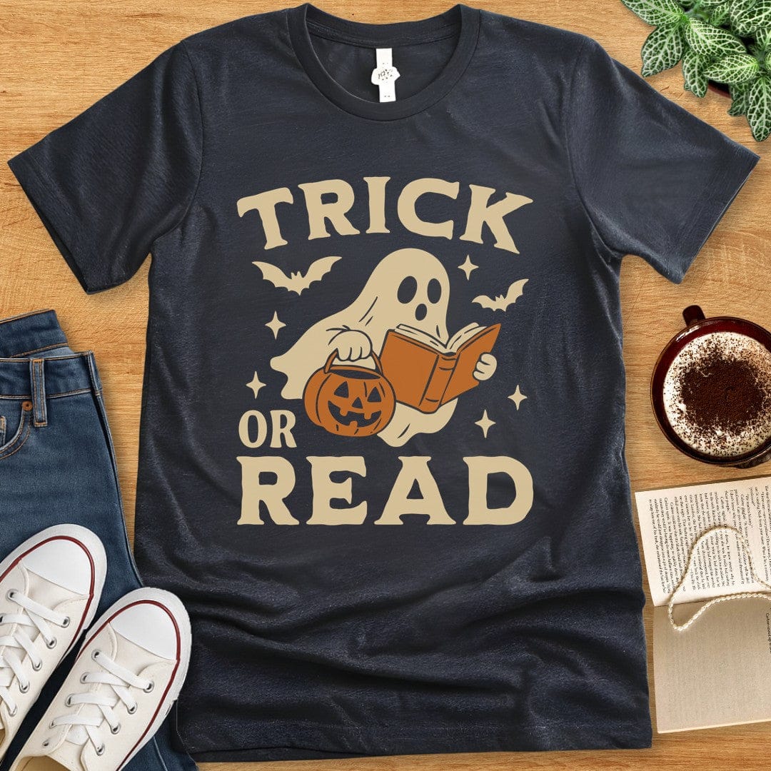 T-Shirt Dark Grey Heather / S Trick or Read Ghost Shirt
