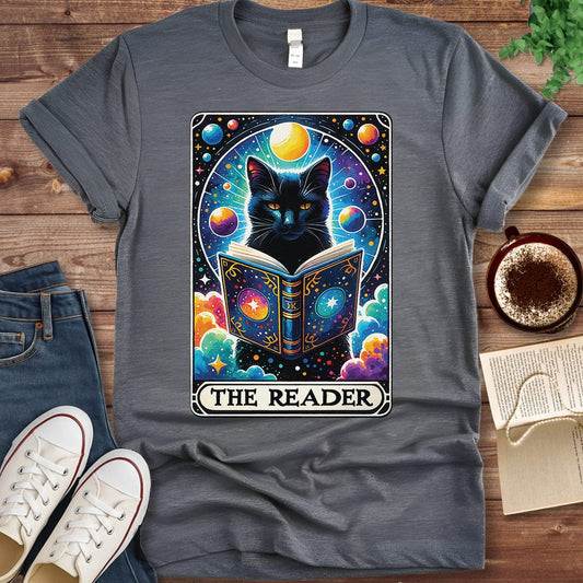 Printful T-shirt Dark Heather / S The Reader Tarot Card T-shirt