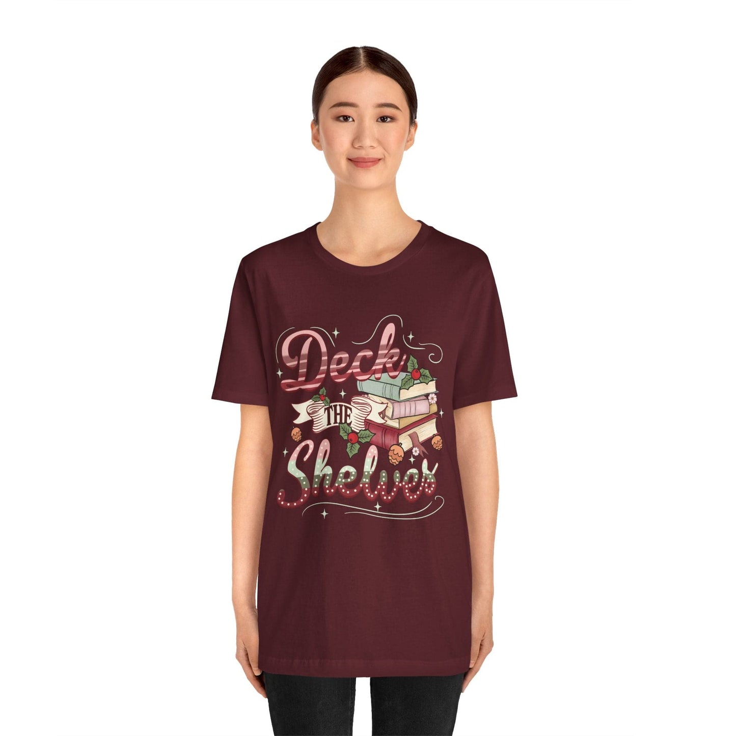 T-Shirt Deck the Shelves Christmas Book Lover Shirt