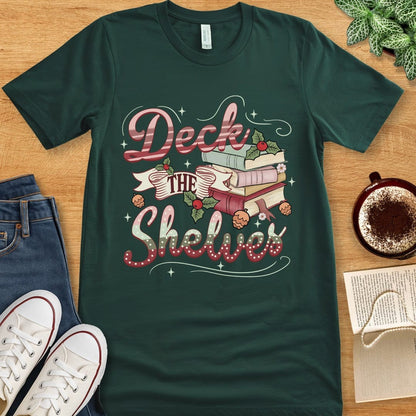 T-Shirt Forest / S Deck the Shelves Christmas Book Lover Shirt