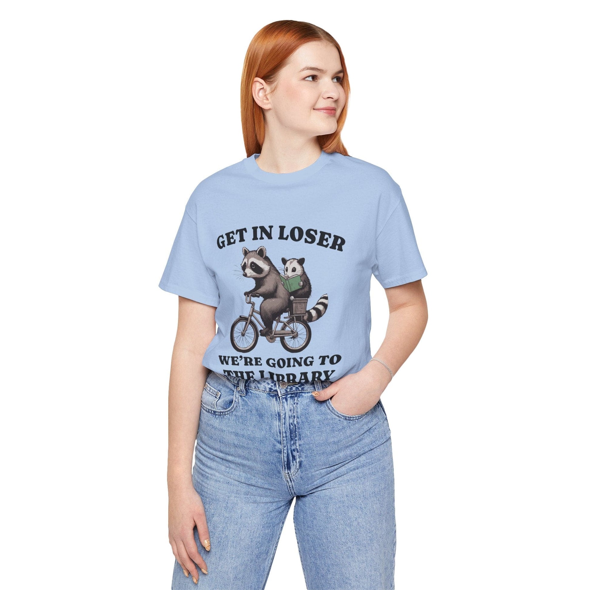 T-Shirt Get In Loser Funny Library Raccoon Shirt