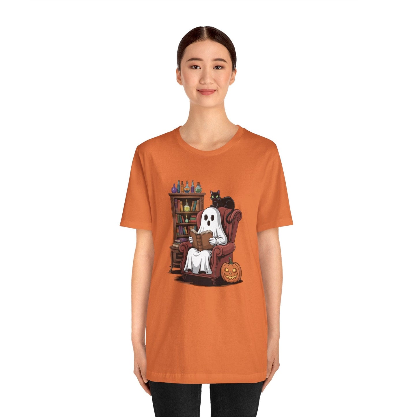 T-Shirt Halloween Ghost Reading Shirt