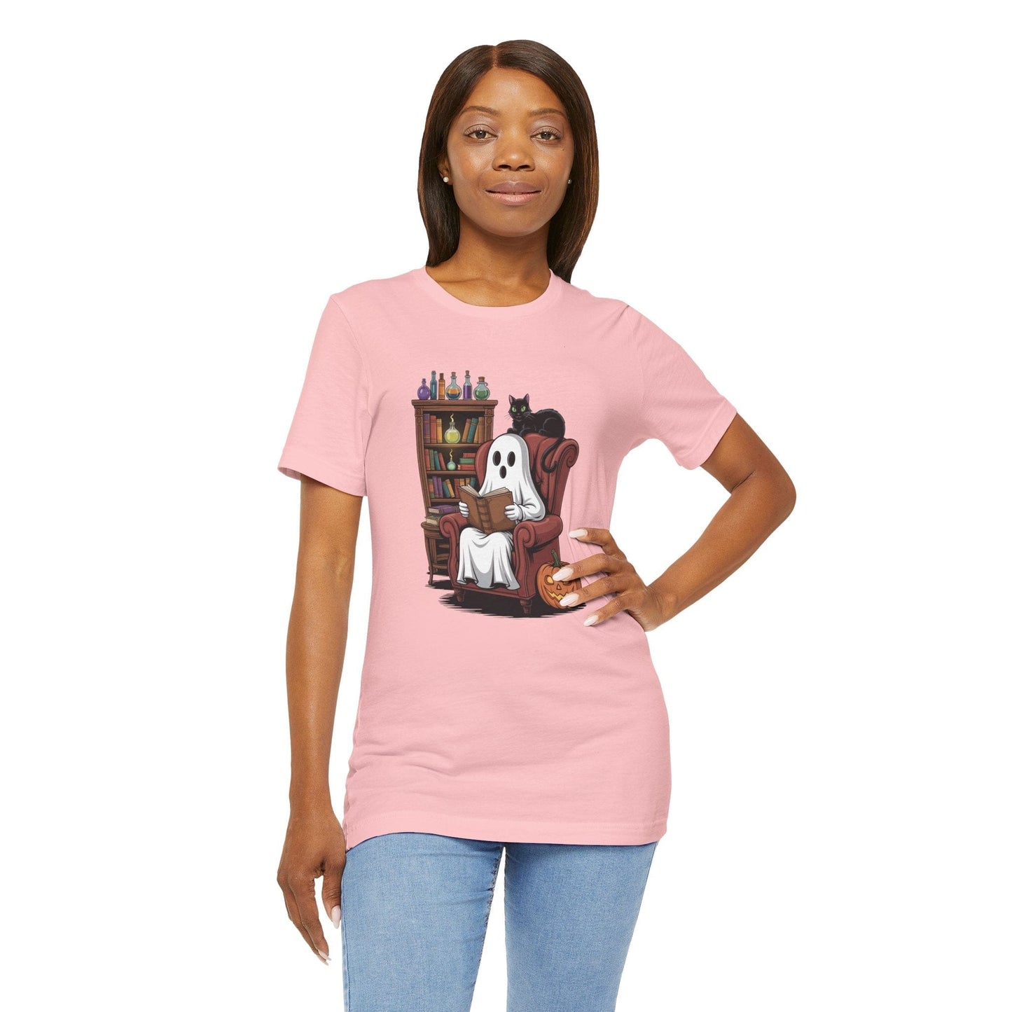T-Shirt Halloween Ghost Reading Shirt
