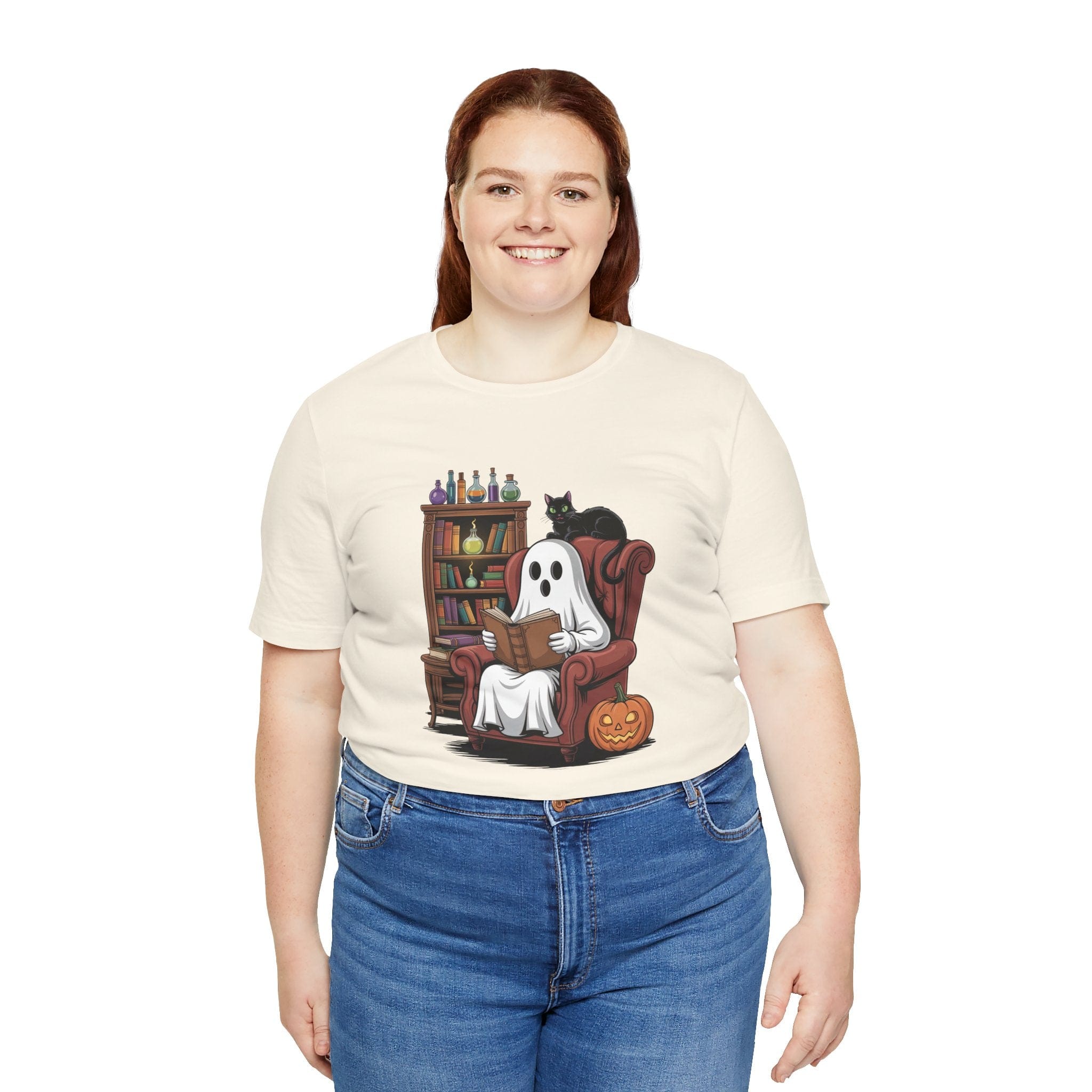 T-Shirt Halloween Ghost Reading Shirt