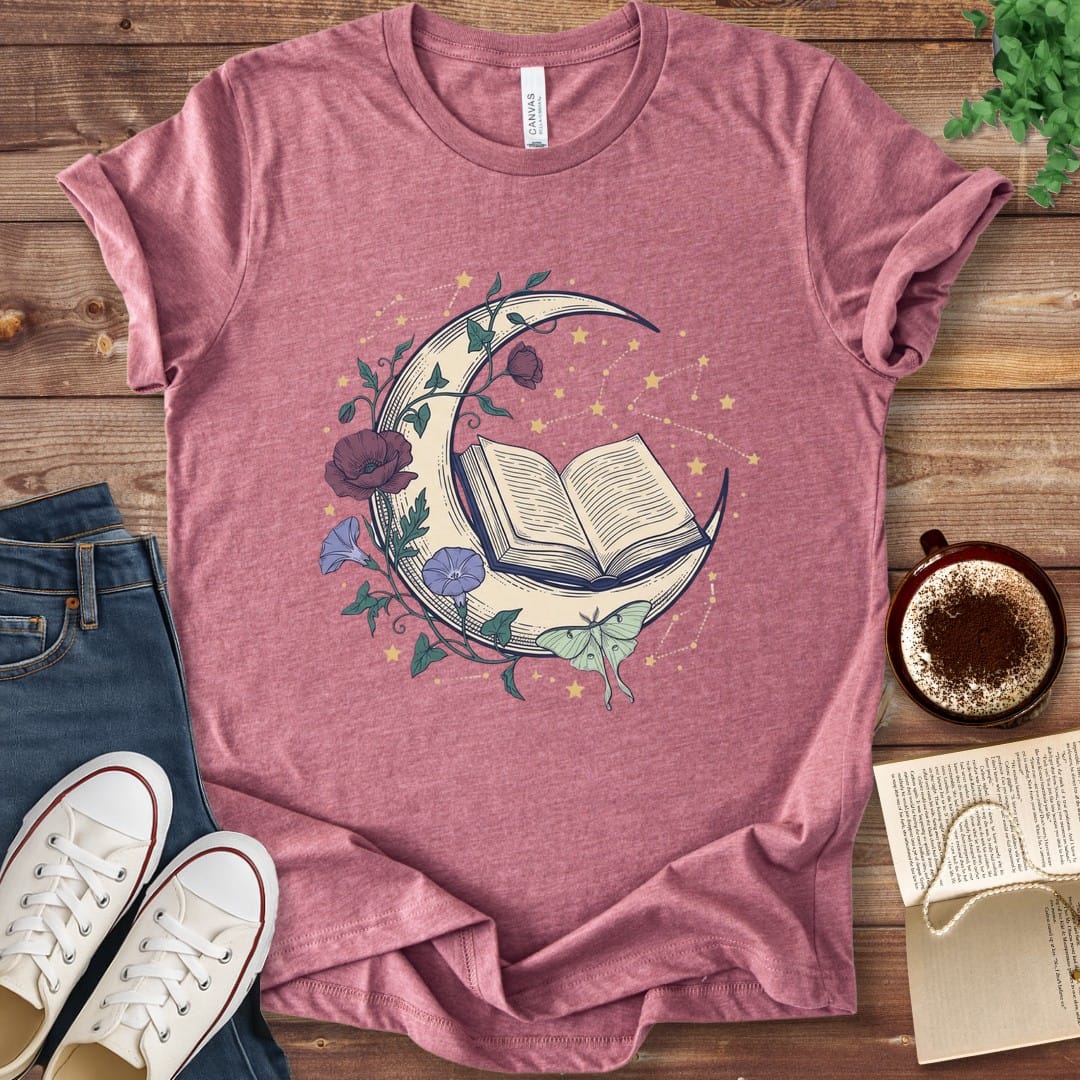 T-Shirt Heather Mauve / S Luna Moth Book T-Shirt
