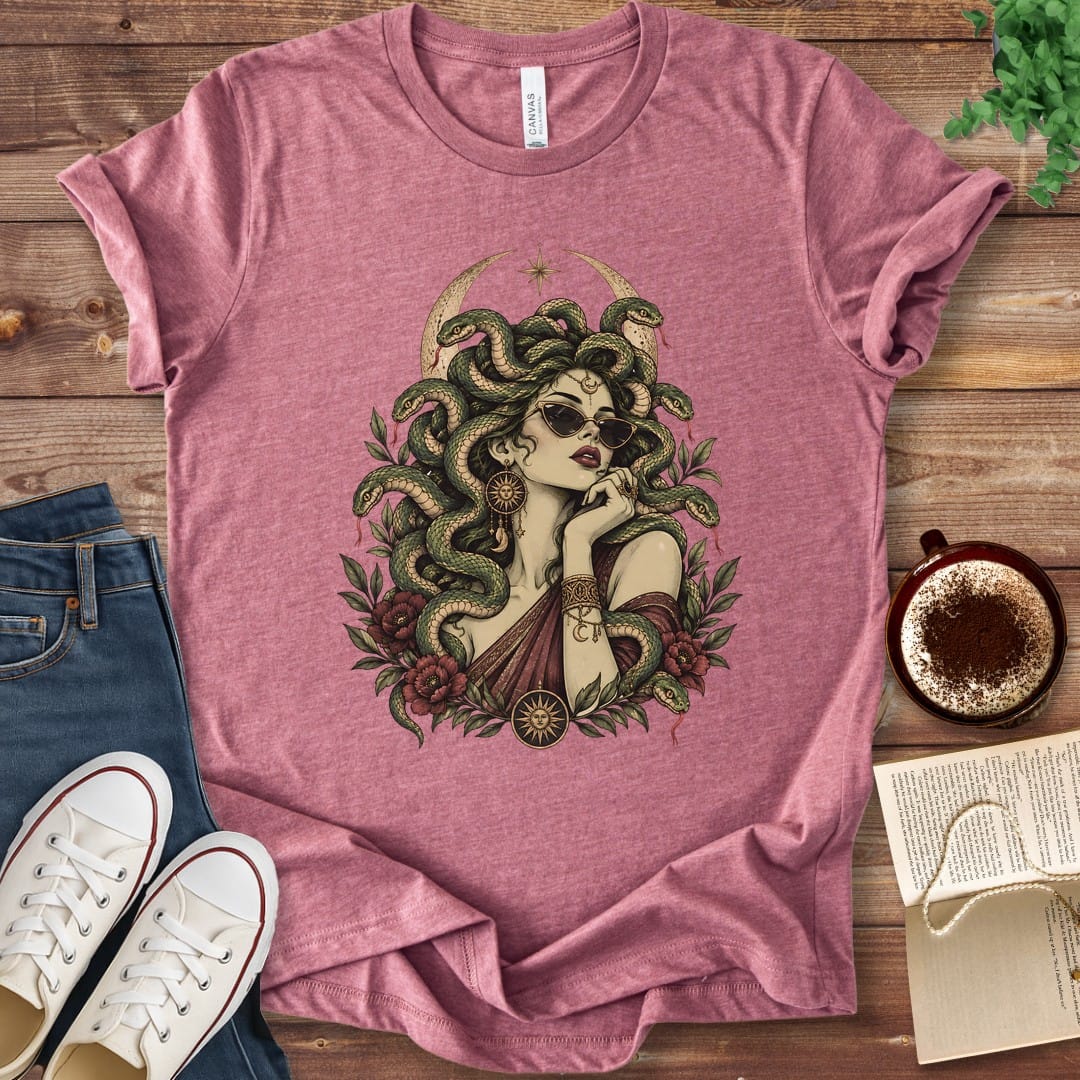 T-Shirt Heather Mauve / S Medusa Witchy Sunglasses T-Shirt
