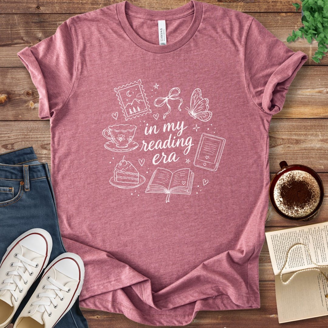 T-Shirt Heather Mauve / S Reading Era Doodle T-Shirt