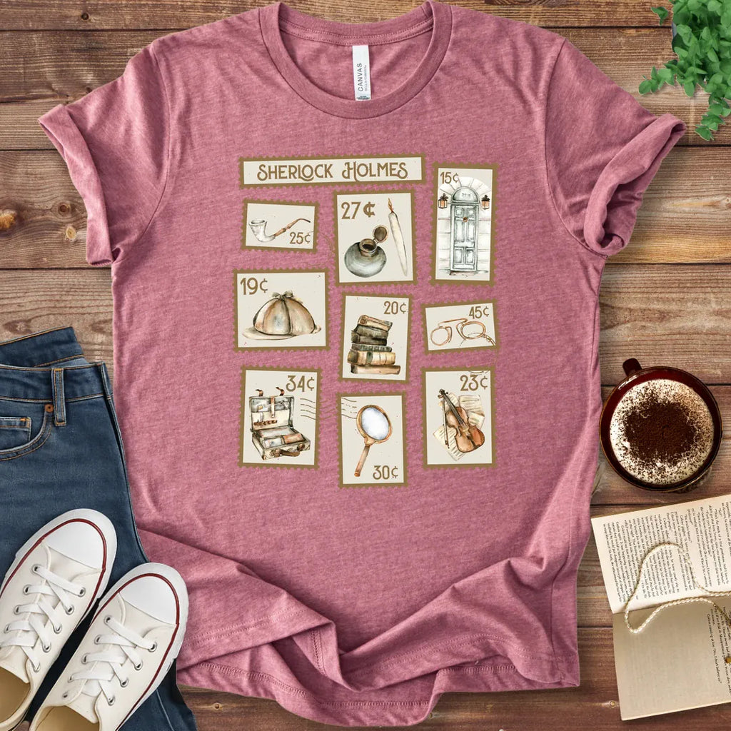 T-Shirt Heather Mauve / S Sherlock Holmes Stamps T-Shirt