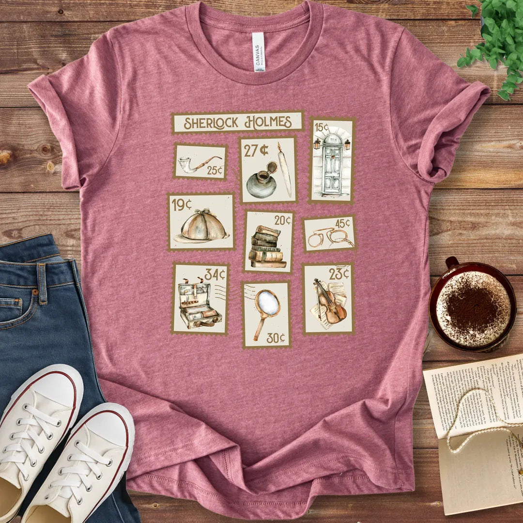 T-Shirt Heather Mauve / S Sherlock Holmes Stamps T-Shirt