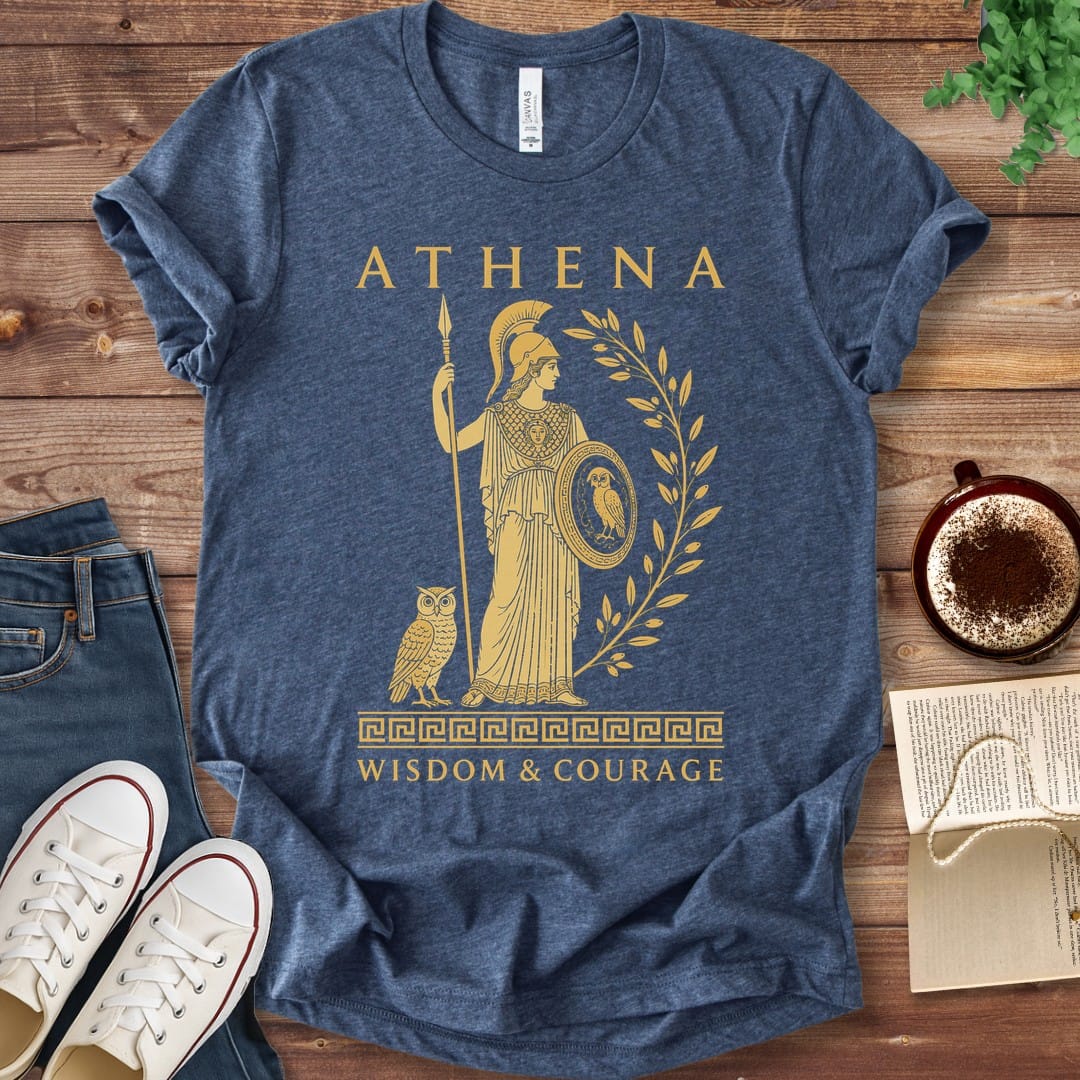 T-Shirt Heather Navy / S Athena Wisdom and Courage T-Shirt
