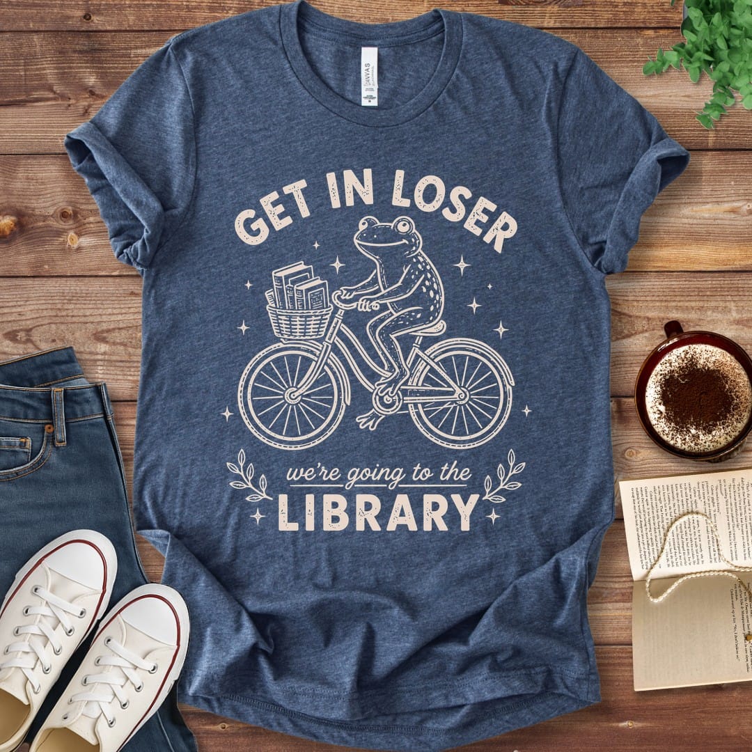T-Shirt Heather Navy / S Get In Loser We're Going to the Library Frog T-Shirt