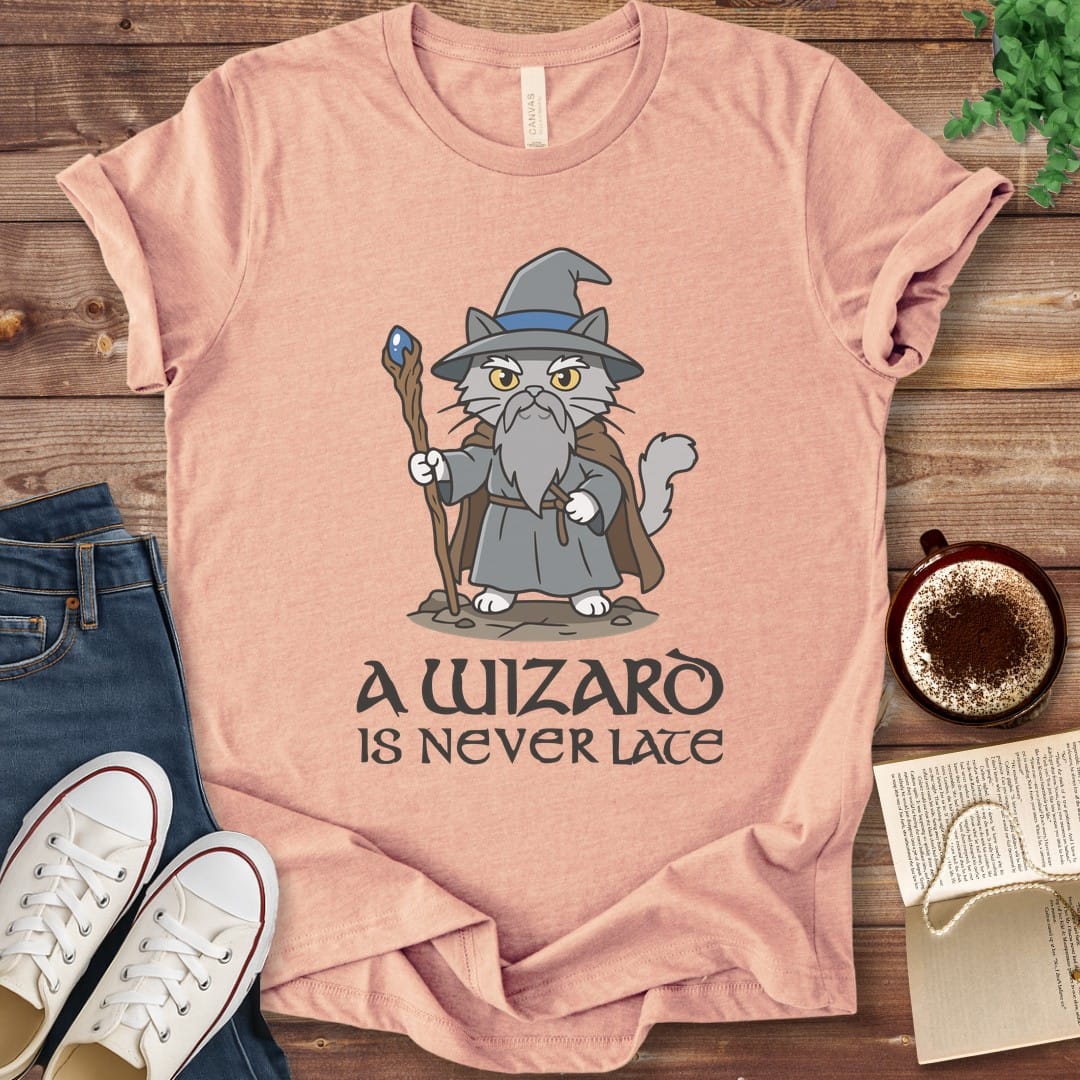 T-Shirt Heather Peach / S A Wizard Is Never Late T-Shirt