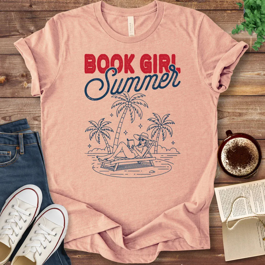 T-Shirt Heather Peach / S Book Girl Summer T-Shirt
