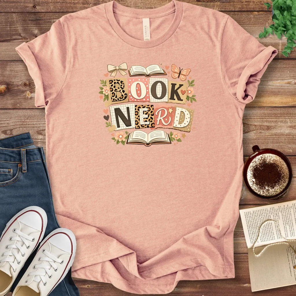 T-Shirt Heather Peach / S Book Nerd Coquette Shirt
