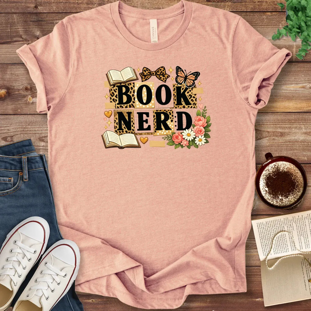 T-Shirt Heather Peach / S Book Nerd Scrapbook Shirt