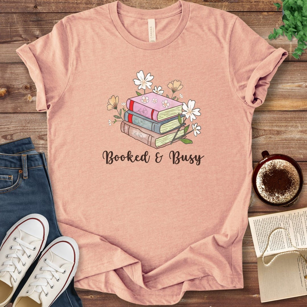T-Shirt Heather Peach / S Booked and Busy Book Lover Shirt
