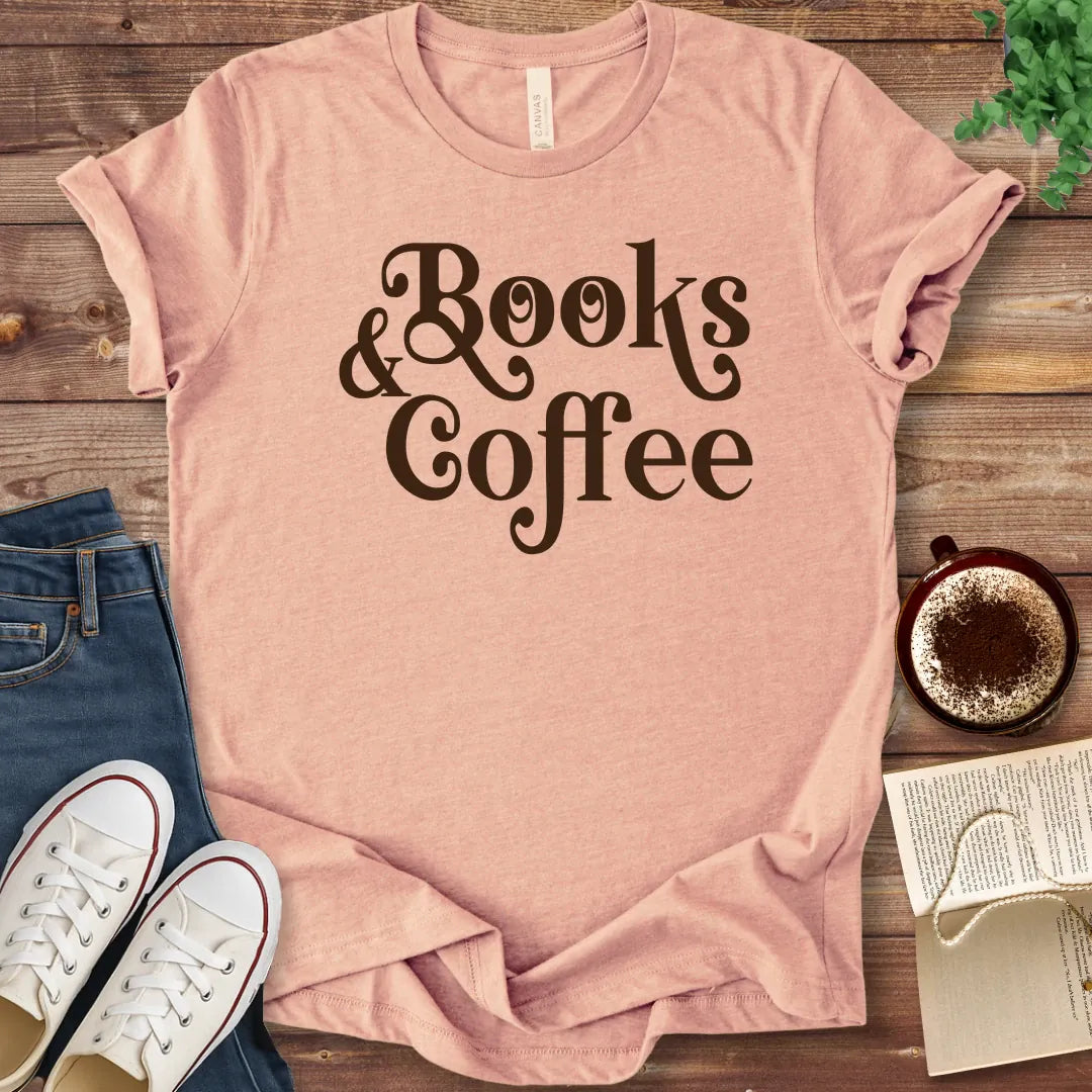 T-Shirt Heather Peach / S Books and Coffee T-Shirt