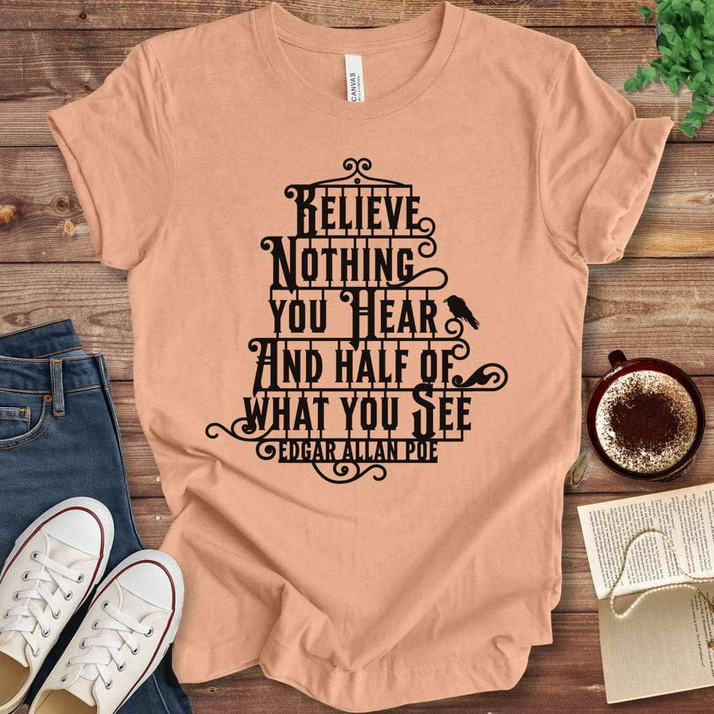 T-Shirt Heather Peach / S Edgar Allan Poe T-Shirt with Quote