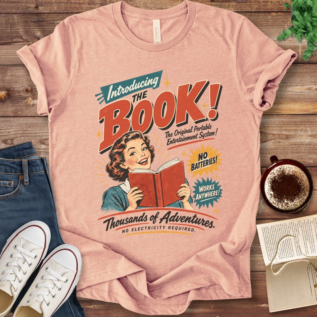 T-Shirt Heather Peach / S Funny Retro Book Ad T-Shirt