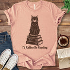 T-Shirt Heather Peach / S I'd Rather Be Reading Cat T-Shirt