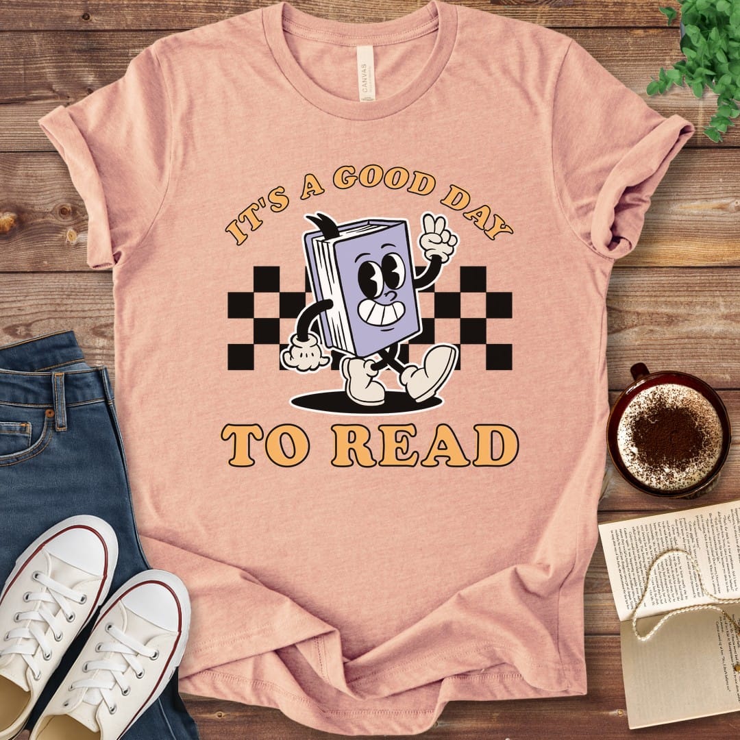 T-Shirt Heather Peach / S It's a Good Day to Read Groovy T-Shirt