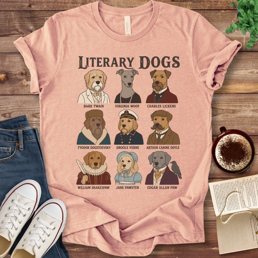 T-Shirt Heather Peach / S Literary Dogs T-Shirt