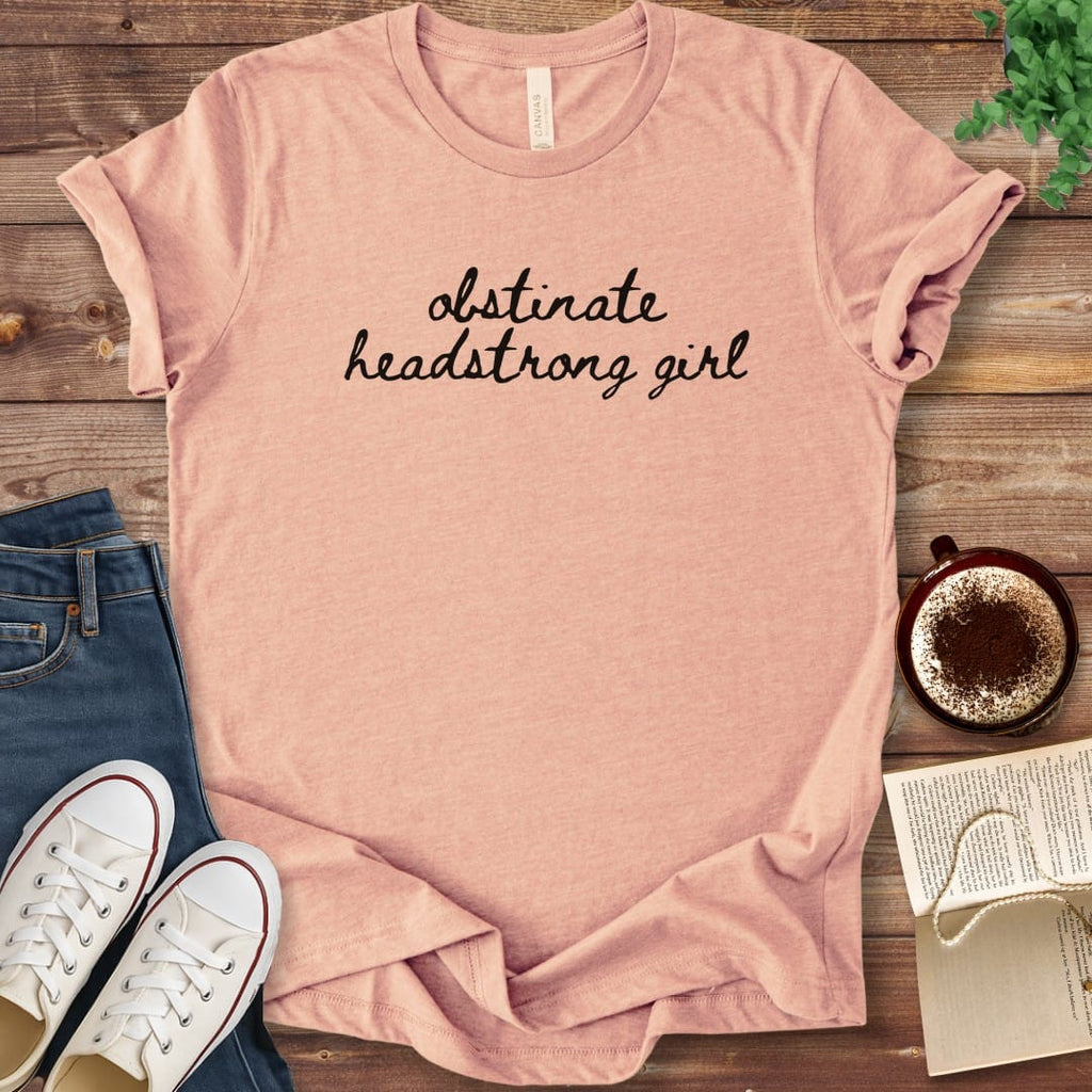 T-Shirt Heather Peach / S Obstinate Headstrong Girl Script T-Shirt