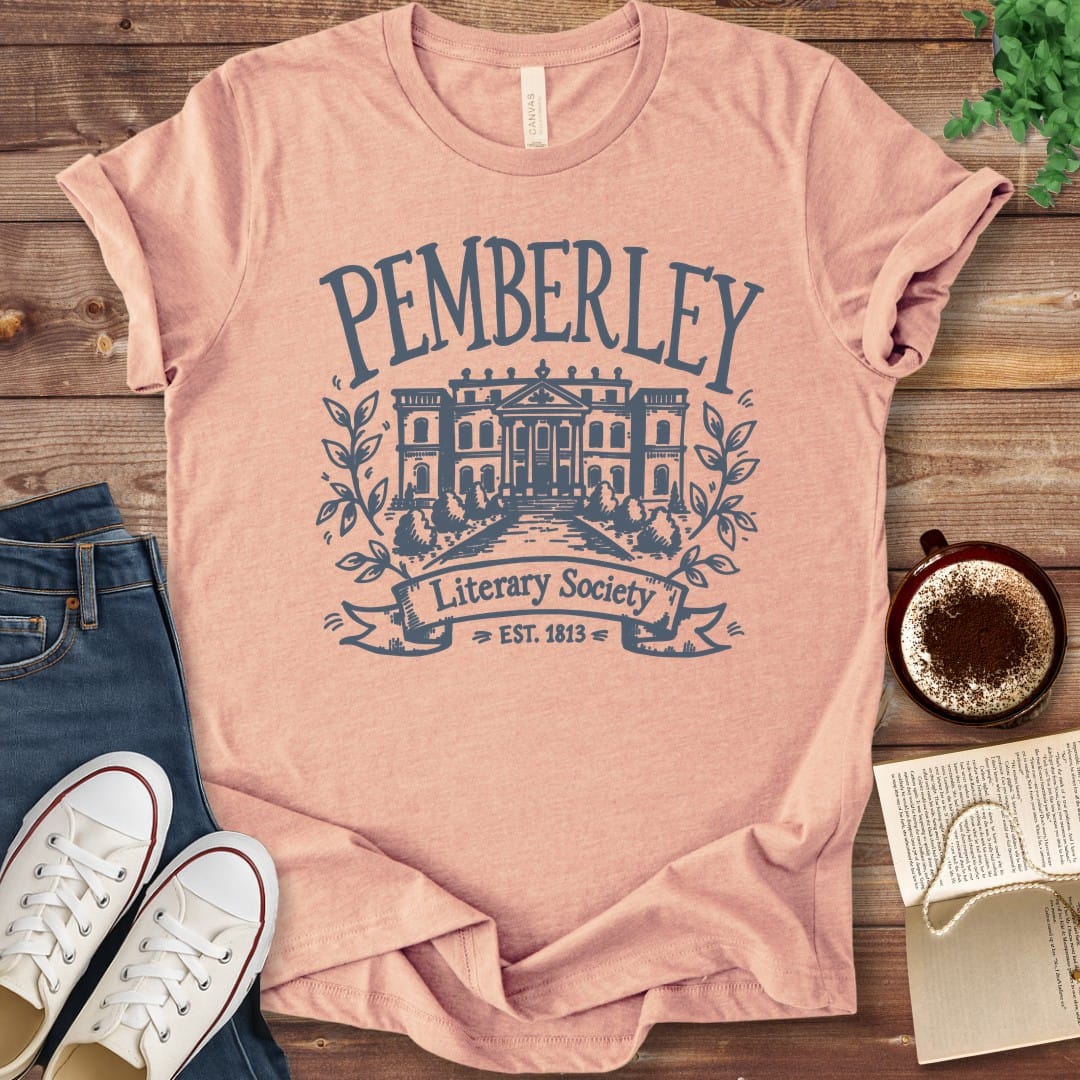 T-Shirt Heather Peach / S Pemberley Literary Society T-Shirt