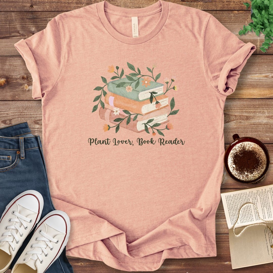 T-Shirt Heather Peach / S Plant Lover Book Reader Shirt