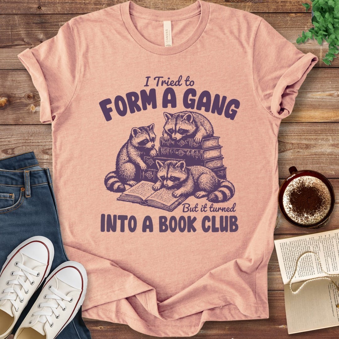 T-Shirt Heather Peach / S Raccoon Book Club T-Shirt