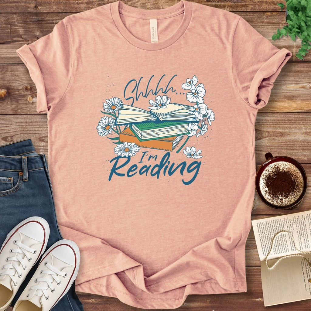 T-Shirt Heather Peach / S Shhhh I'm Reading Book Lover Shirt