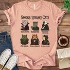 T-Shirt Heather Peach / S Spooky Literary Cats T-Shirt