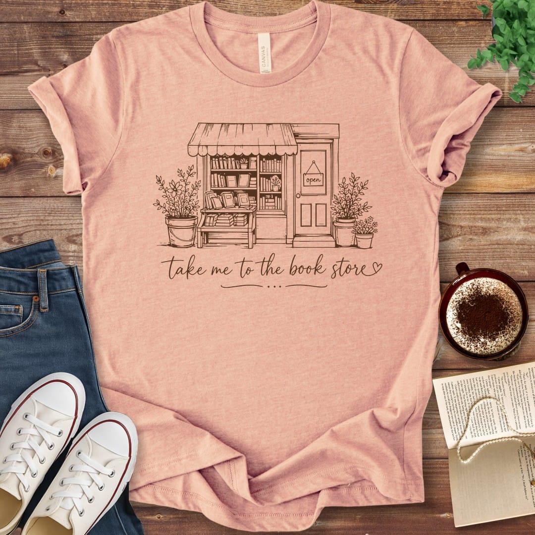 T-Shirt Heather Peach / S Take Me to the Book Store T-Shirt