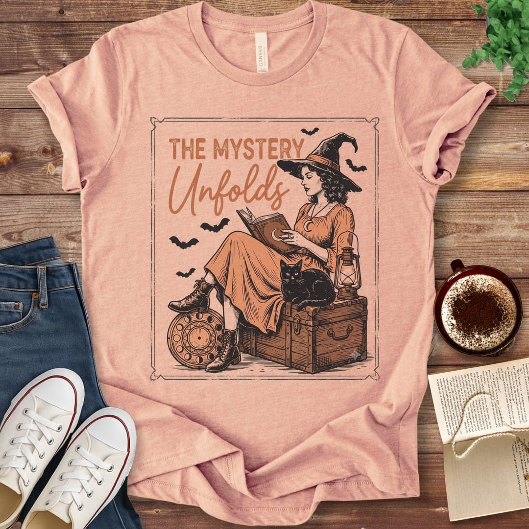 T-Shirt Heather Peach / S The Mystery Unfolds Halloween Witch T-Shirt