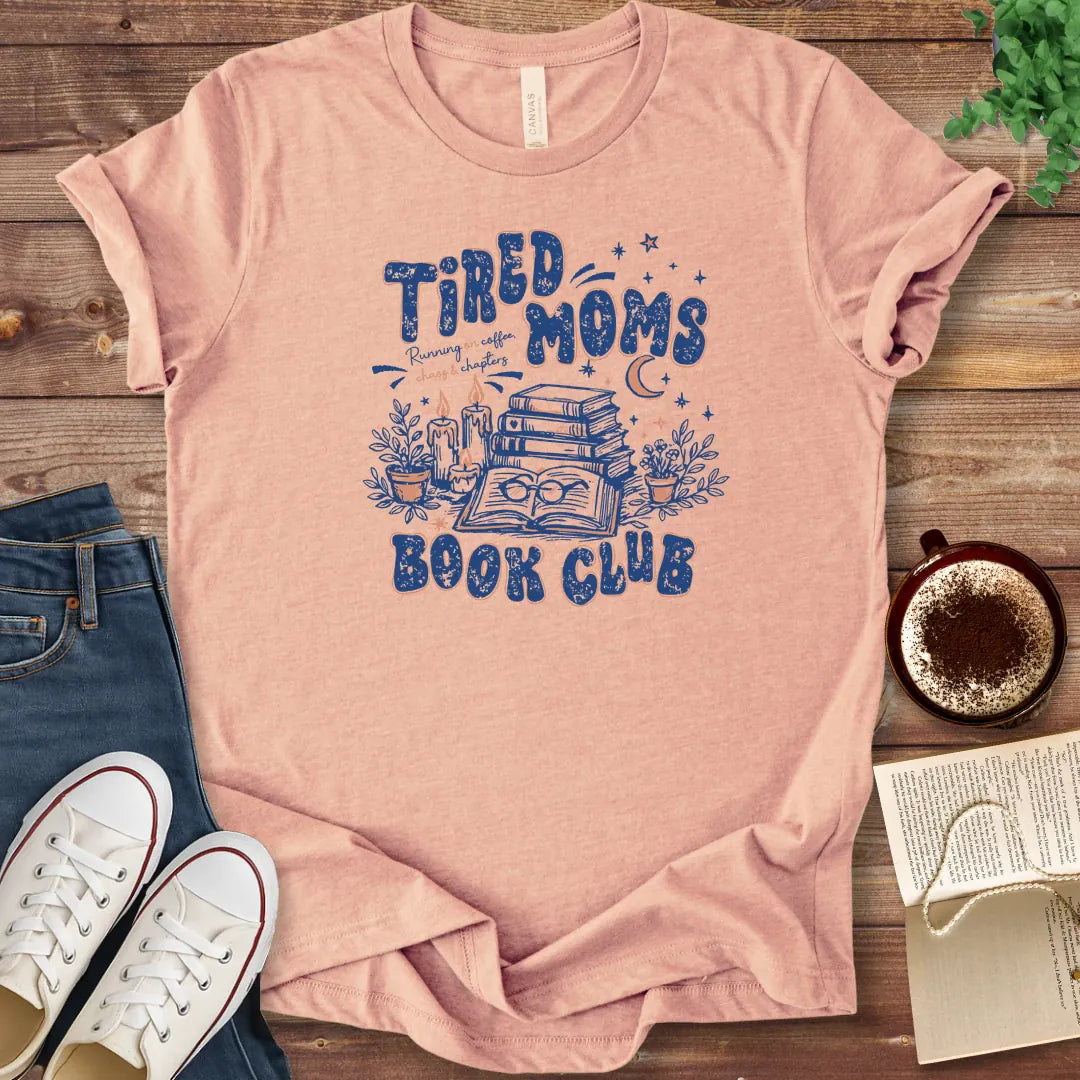 T-Shirt Heather Peach / S Tired Moms Book Club Retro T-Shirt