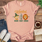 T-Shirt Heather Peach / S Wanted Brains Heart Courage Wizard of Oz T-Shirt