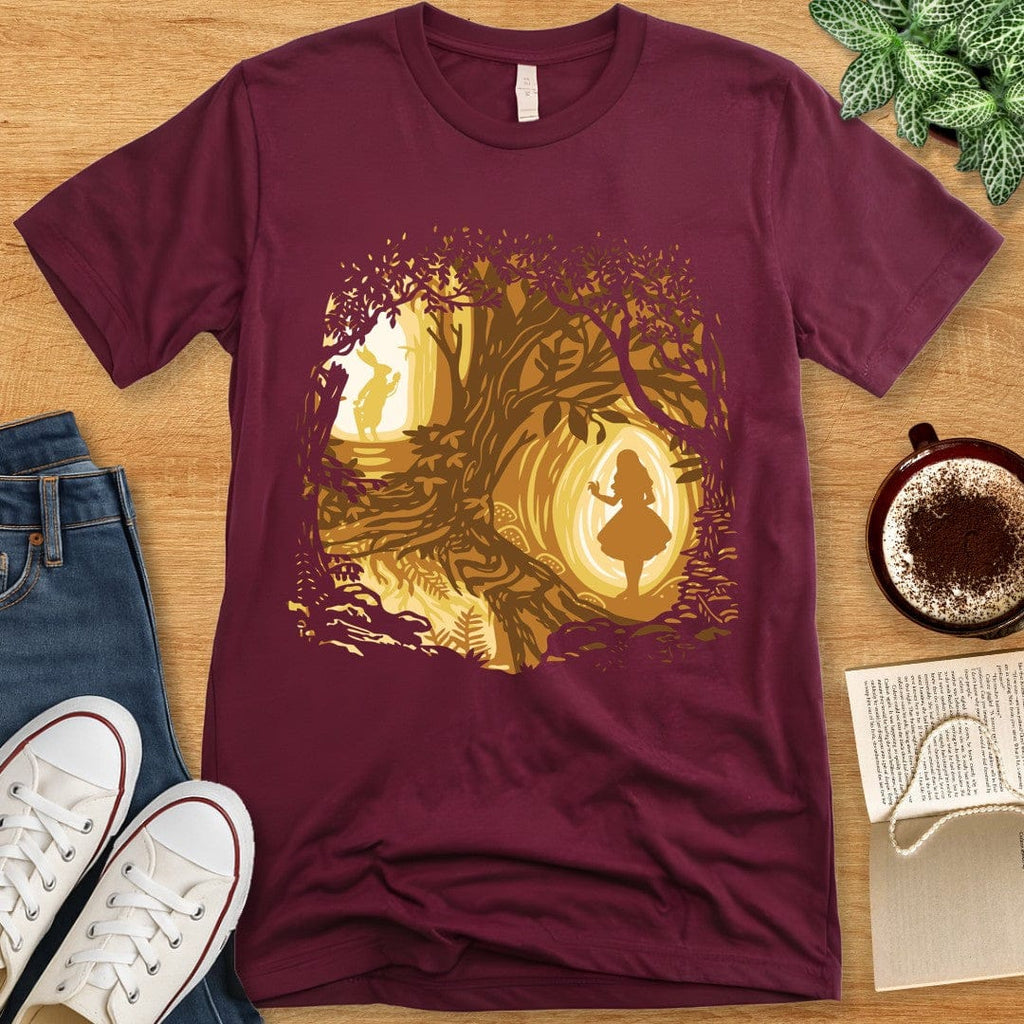 T-Shirt Maroon / S Alice in Wonderland Silhouette Shirt