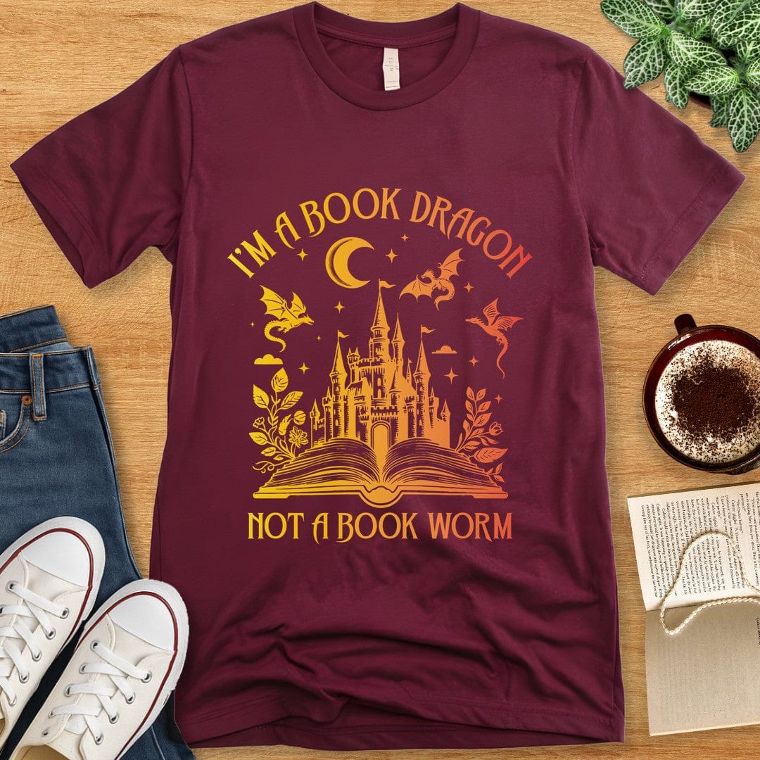 T-Shirt Maroon / S Book Dragon Shirt
