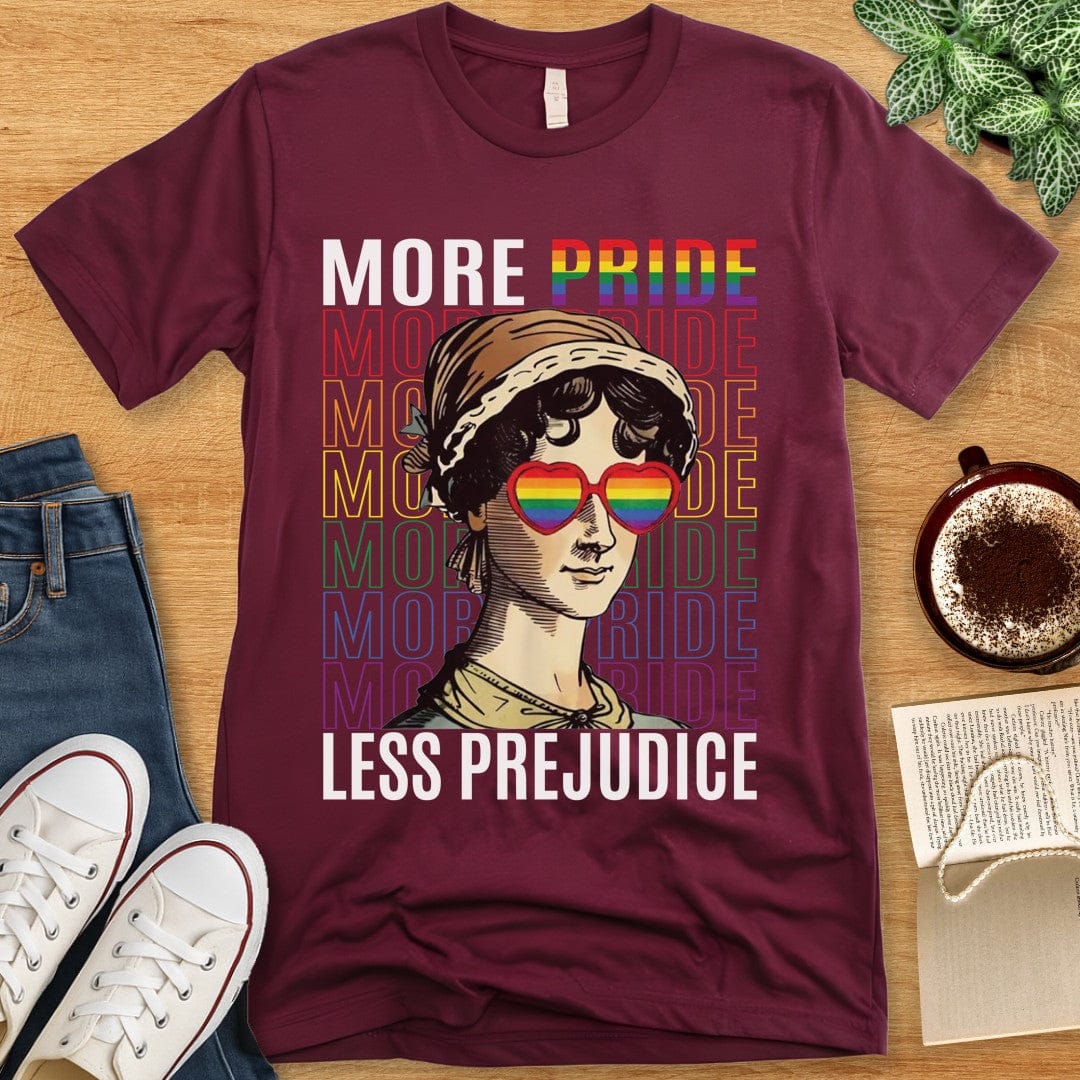 T-Shirt Maroon / S Book Lover LGBTQ Pride Shirt - More Pride Less Prejudice