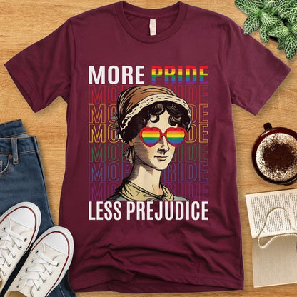 T-Shirt Maroon / S Book Lover LGBTQ Pride Shirt - More Pride Less Prejudice