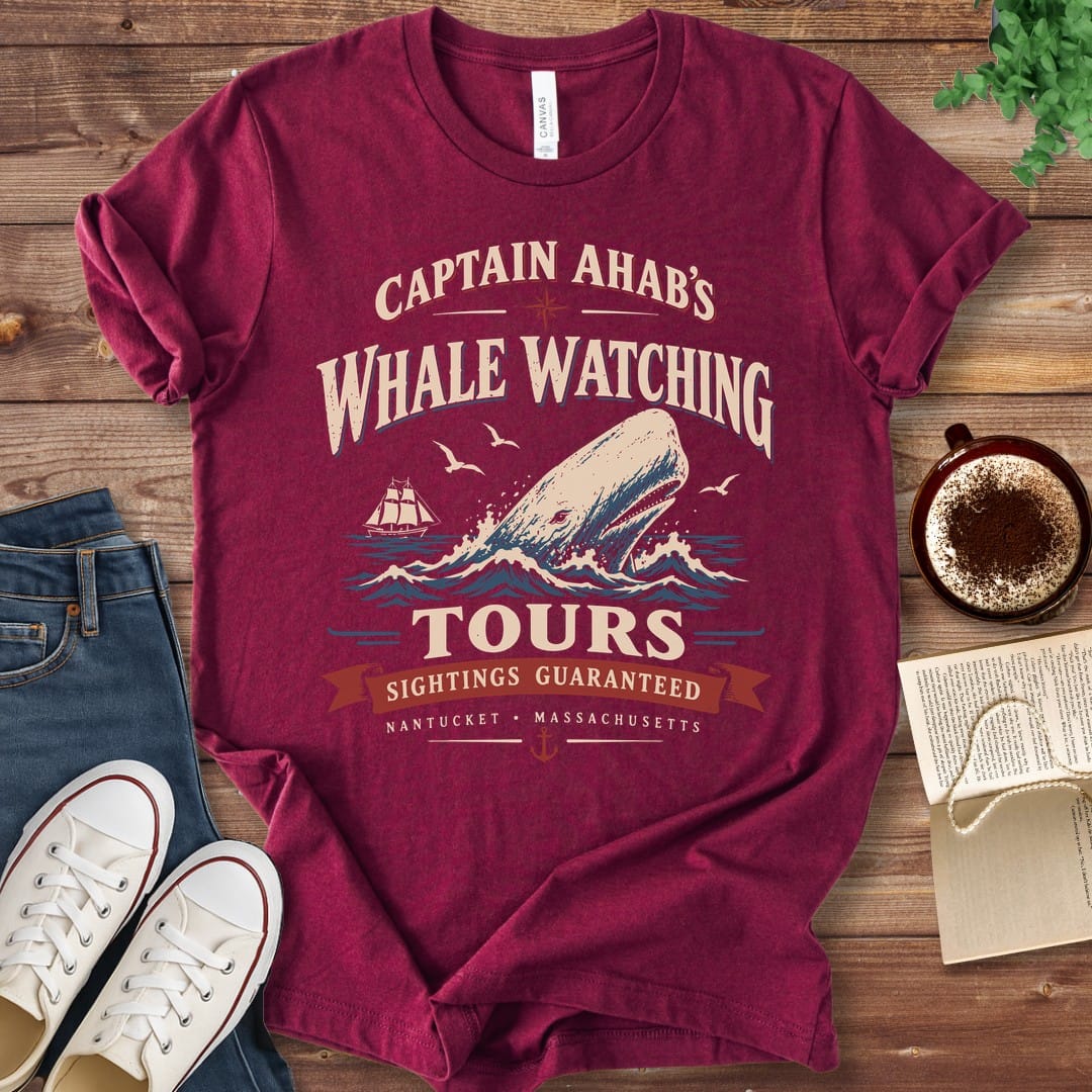 T-Shirt Maroon / S Captain Ahab's Whale Watching Tours Moby Dick T-Shirt