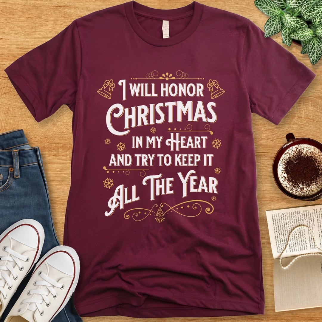 T-Shirt Maroon / S Charles Dickens Christmas Carol Shirt