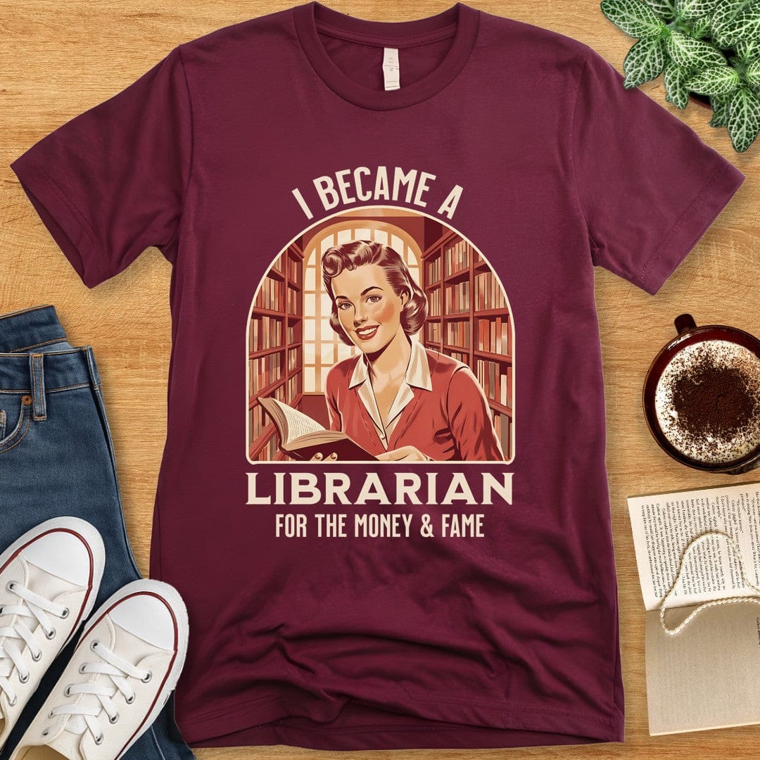 T-Shirt Maroon / S Funny Librarian Shirt - Retro 50s
