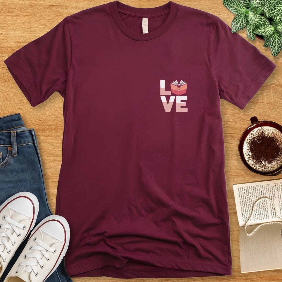 T-Shirt Maroon / S Love Books T-shirt