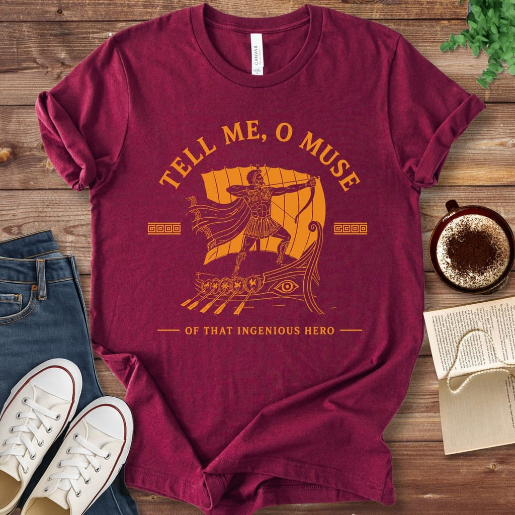 T-Shirt Maroon / S Tell Me O Muse Homer's Odyssey T-Shirt