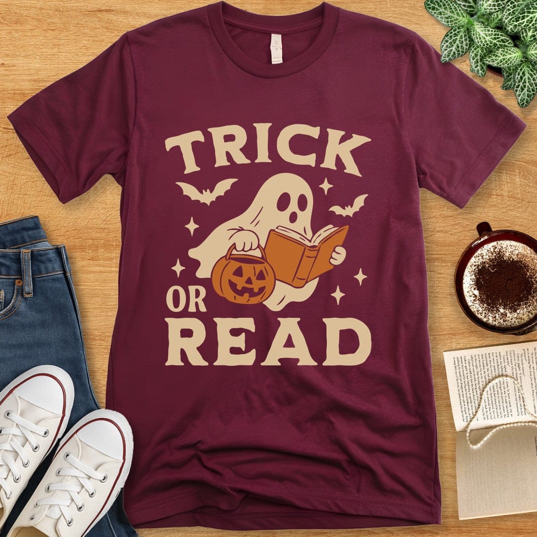 T-Shirt Maroon / S Trick or Read Ghost Shirt