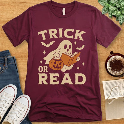 T-Shirt Maroon / S Trick or Read Ghost Shirt