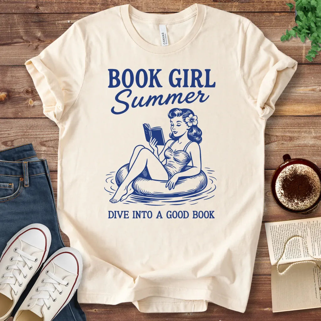 T-Shirt Natural / S Book Girl Summer Dive T-Shirt