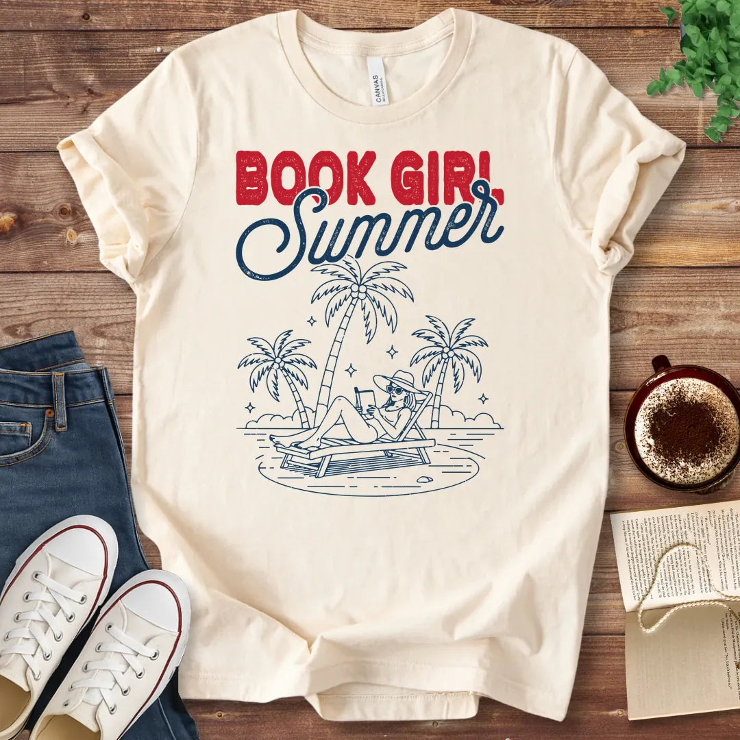 T-Shirt Natural / S Book Girl Summer T-Shirt
