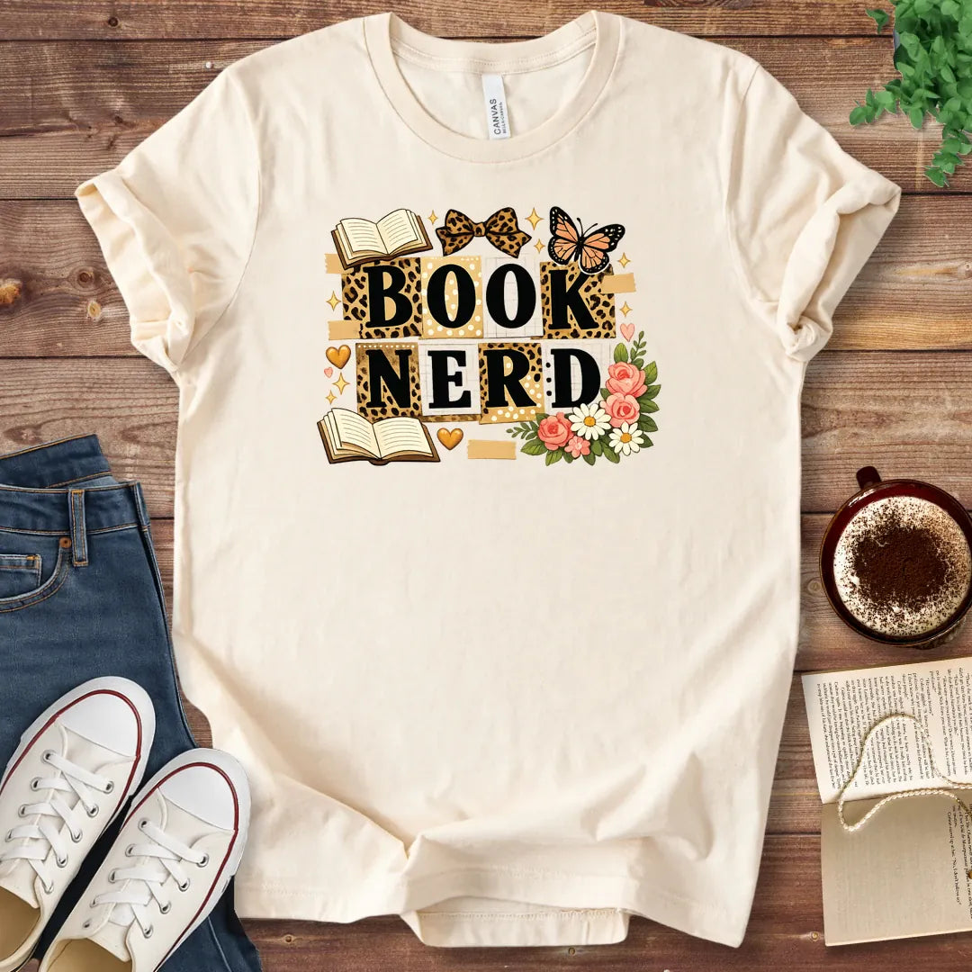 T-Shirt Natural / S Book Nerd Scrapbook Shirt